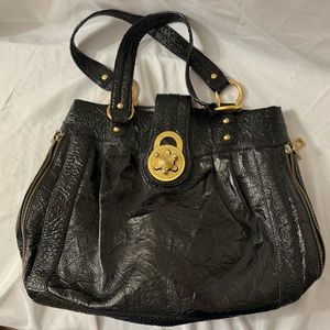 Steve Madden black patent leather & gold accent Bag
